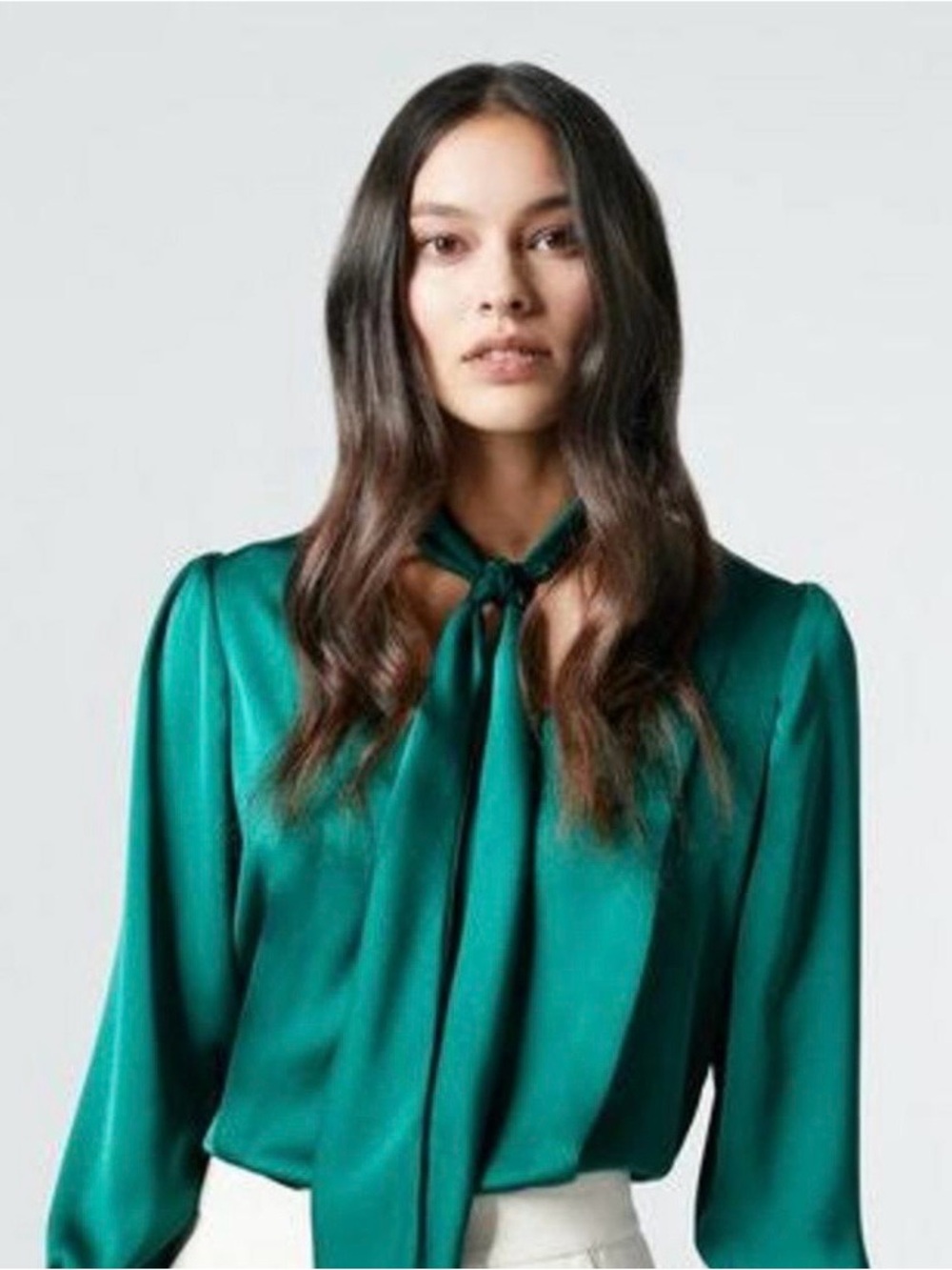 Smythe Jade Tie-Neck Satin Blouse